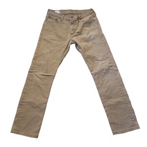 Levi’s 513 Mens Jeans 30x30 Brown Tan Slim Straight Fit Cotton Denim Distressed